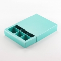 Коробка на 9 конфет с фальшбортом перламутровая дизайнерская бирюзовая "Spica Coral Green" без окна (12,2*12,2*3 см)